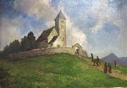 Rudolf Koller Die Kirche St. Remigius in Falera France oil painting artist